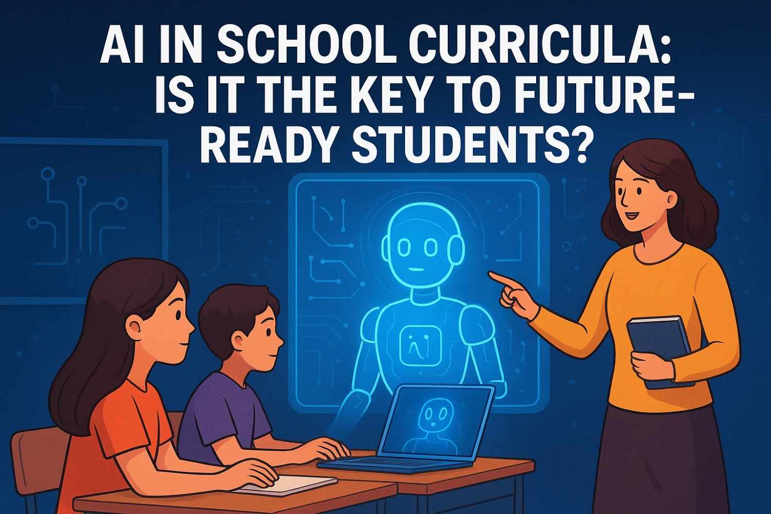 Students learning AI in school curricula