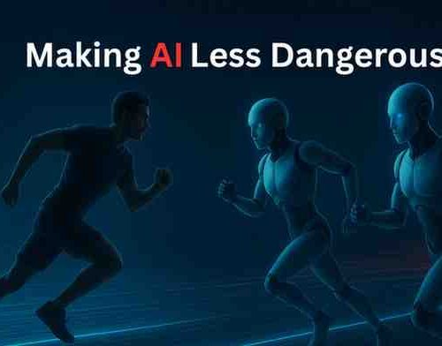 Making AI less dangerous – Red Queen problem concept illustration.